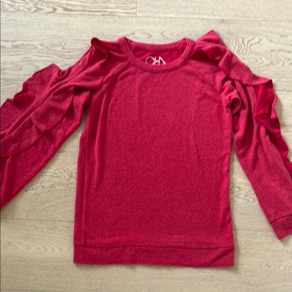 Chaser Kids Red Ruffle Sweater